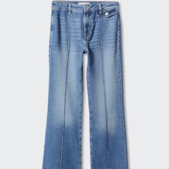 Mango High-Waisted Flared Jeans – Front Seam Detail, Retro-Inspired Fit - Size 2 - Picture 5 of 8
